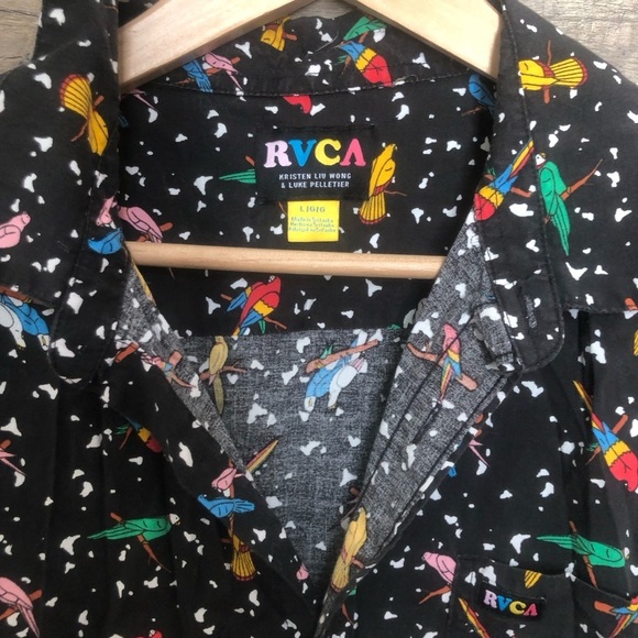 RCVA Shortsleeved Tropical ParrotsButton Down Shirt Large - Picture 6 of 7
